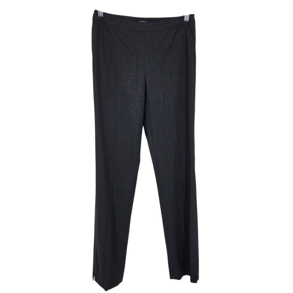 Lafayette 148 Charcoal Gray Bleecker Slim Straight Stretch Wool Pants Size 0